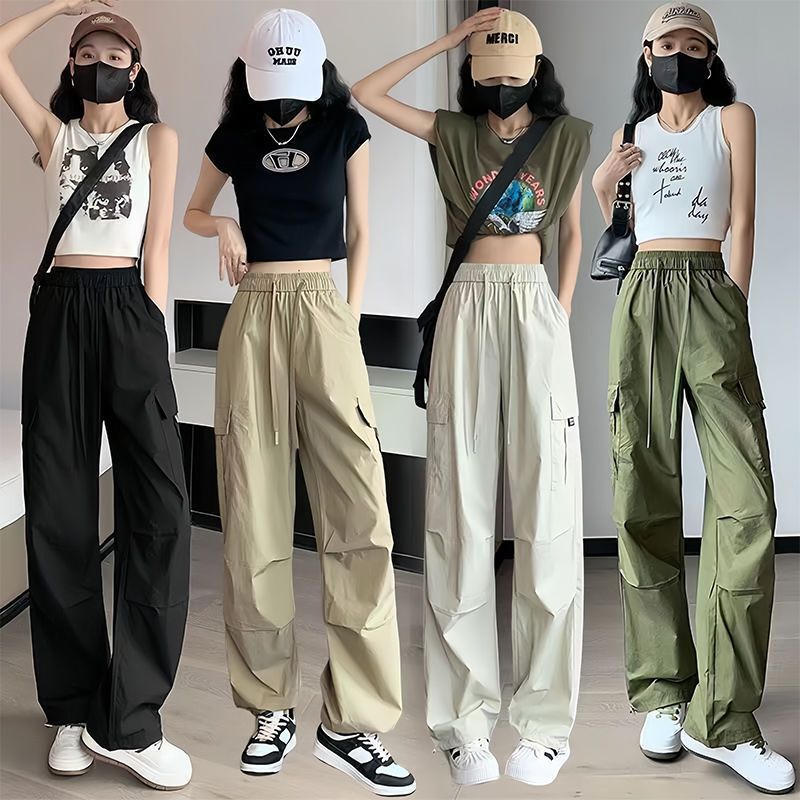 Quick-Drying American Retro Overalls for Women Summer New High-Waist Design Mountaineering Outdoor Sports Wide-Leg Pants Wholesale