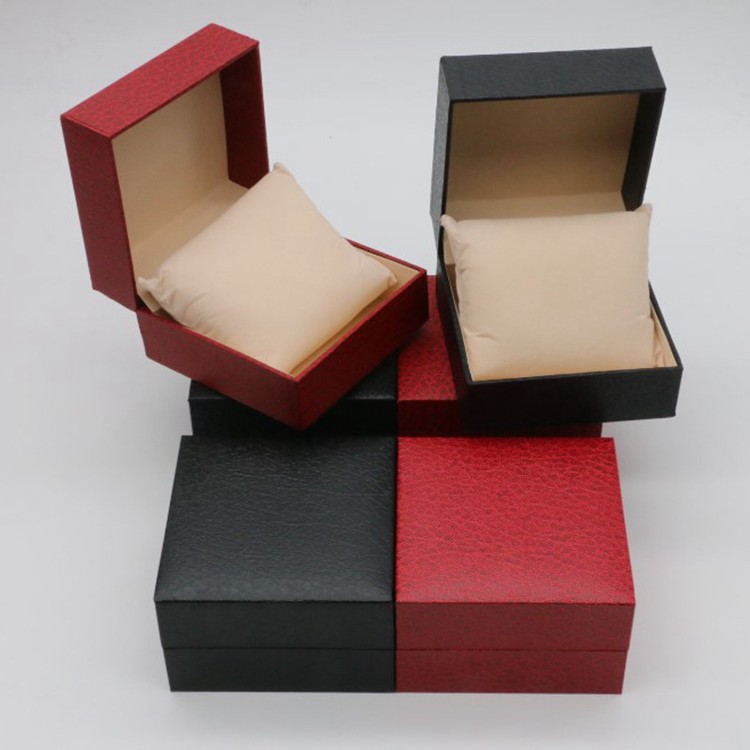 Square Flip Watch Box Pebbled Imitation Leather Watch Box Gift Box Single Badge Display Storage Watch Box Packaging