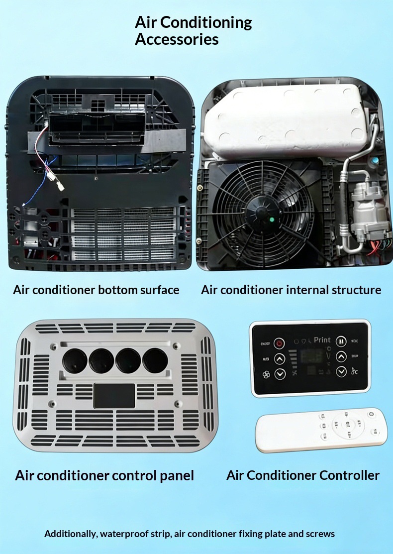 Cross-Border Supply of Integrated Parking Air Conditioners 12V24V Top-Mounted Inverter with High Cooling Capacity for Cooling and Heating in Light Trucks and Rvs