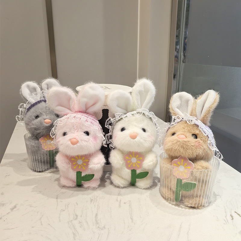 かわいい新型の毛のふわふわしたウサギのぬいぐるみのキーホルダーはかわいいウサギの人形のかばんを掛けて飾ります。|undefined