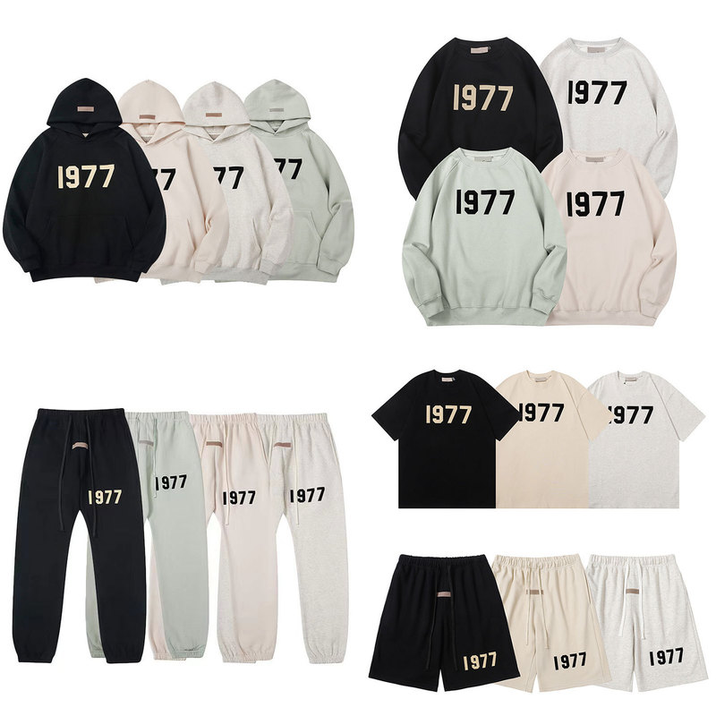 Fog Essentials Flocking Print 1977 Men's and Women's American High Street Hoodie Sweatshirt Pants Casual Suit Fog Essentials Flocking Print 1977 Men's and Women's American High Street Hoodie Sweatshirt Pants Casual Suit