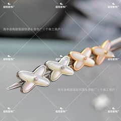 高バージョン工場925銀18kバラ金尚美Xクロス白貝母ピアス女性生放送アクセサリー卸売り