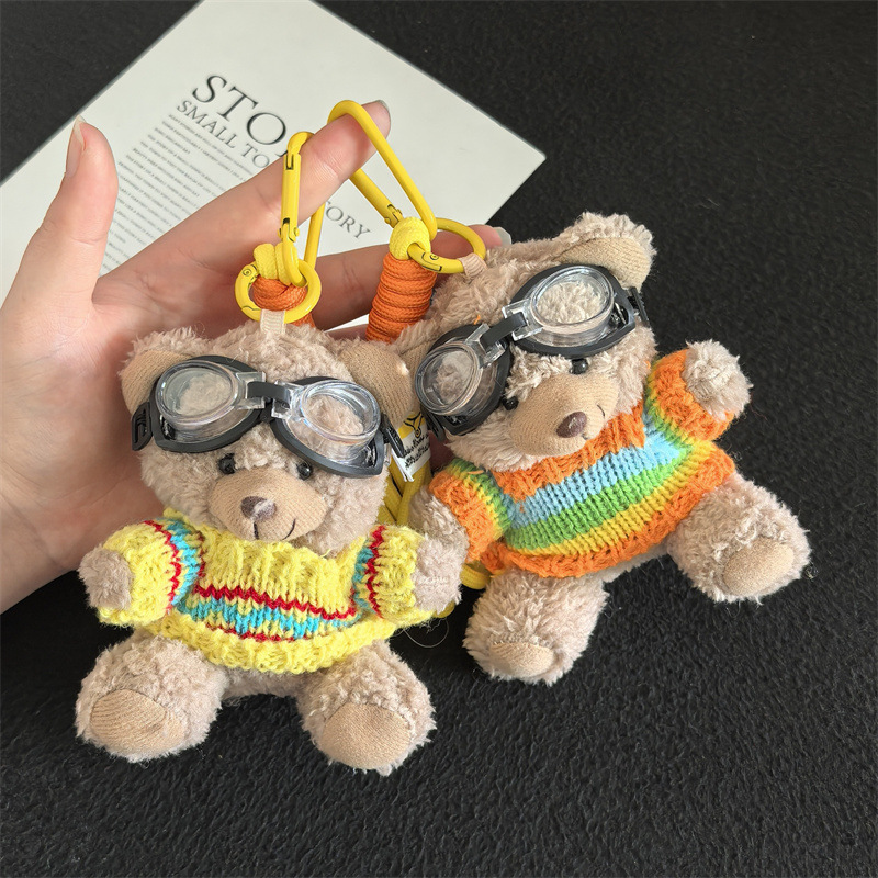 Aviator Bear Bolso Colgante Muñeco de felpa Llavero Escuela secundaria Regalos Joyas creativas