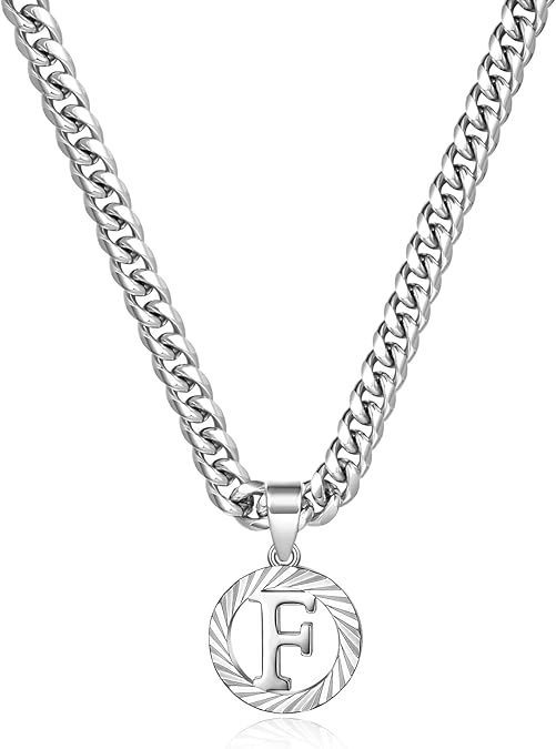 Collier cubain en or blanc, style européen et américain, 26 lettres, style clavicule, inaltérable. Bijou inaltérable._voghion.com
