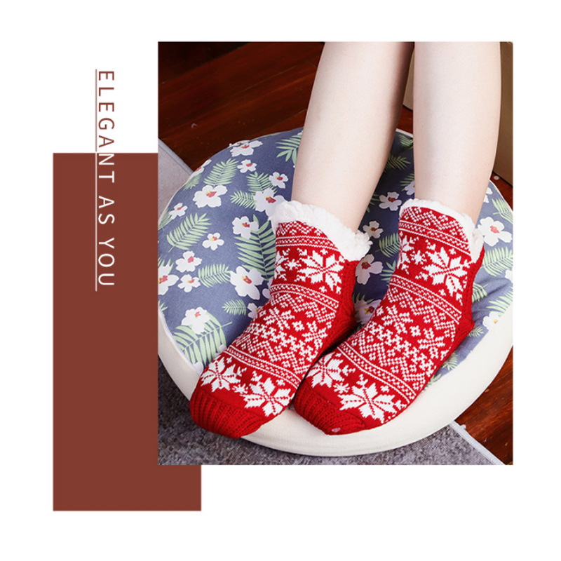 Calcetines de nieve de dibujos animados de invierno calcetines de piso de lana de cordero postparto engrosados calcetines de sueño cálido fabricante