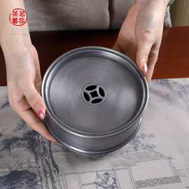 颜吉利复古简约锡茶盘家用办公室储水干泡盘茶盘茶海干泡台茶托盘