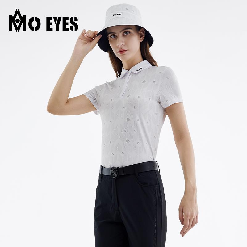 Áo phông nữ in hoa ngắn tay chơi golf vải thể thao đàn hồi cao mùa hè — M23YF007-màu trắng