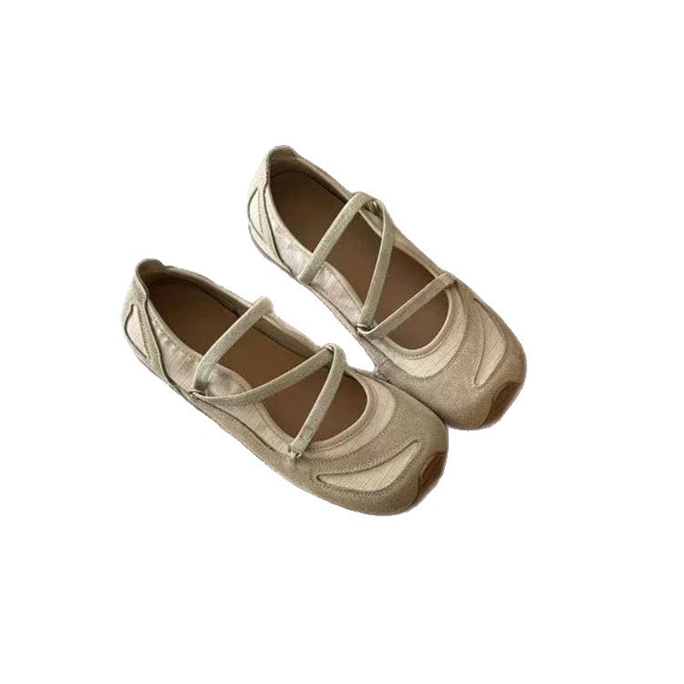 Zapatos cruzados retrógrados Mary Jane nuevos pedales de verano y otoño 2026 versátiles zapatos de ballet suaves zapatos casuales
