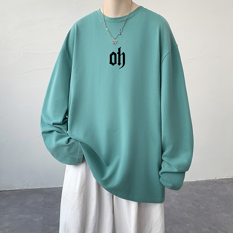 Otoño nuevo estilo de Hong Kong algodón estilo coreano casual ropa superior marca de moda suelta de manga larga Camiseta más el tamaño de los hombres ropa interior entrega