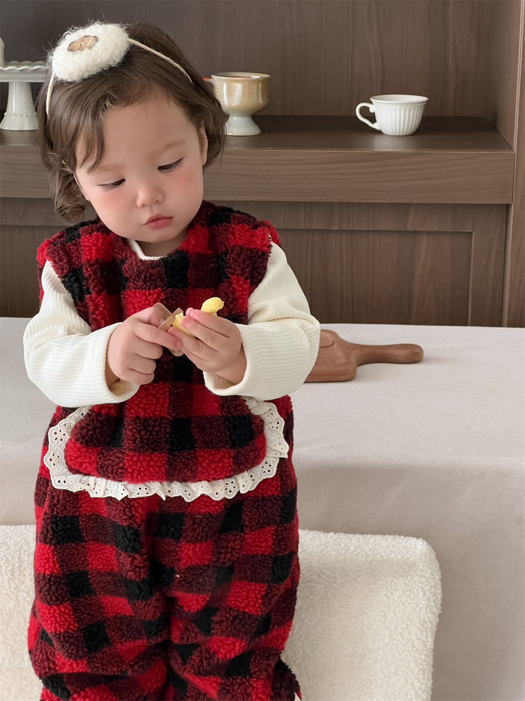 Ropa de invierno infantil engrosada, bata de placas, ropa infantil coreana, ropa de bebé, ropa de invierno para niñas, ropa de base image 8