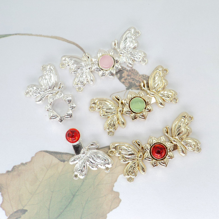 蝶恋花旗袍立领扣 蝴蝶唯美古装纽扣对襟扣 蝶舞双飞汉服子母扣