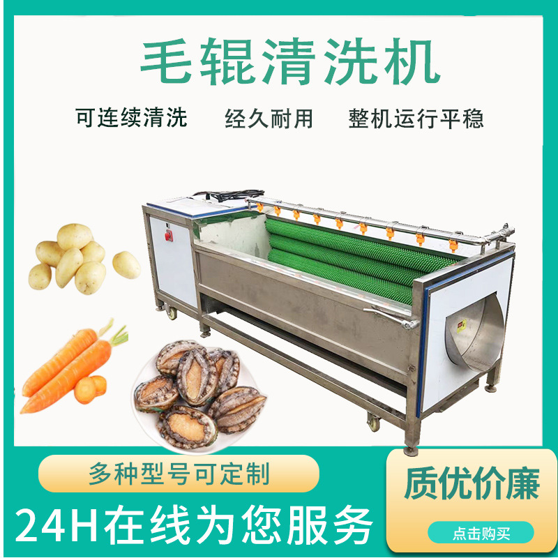 土豆去皮机商用全自动不锈钢红薯生姜去泥毛辊毛刷清洗脱皮机佳鸿