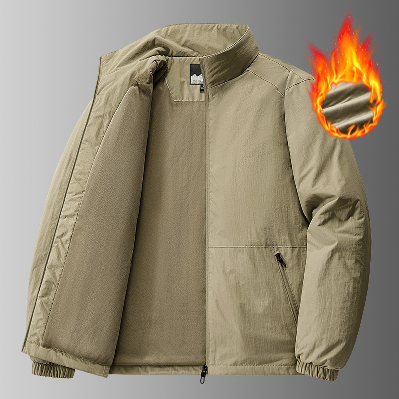 Cross-Border 2024 Douyin Hot New Style Fleece-Lined and Cotton Men's Jacket for Outdoor Sports Loose Korean Style Casual Middle-Aged