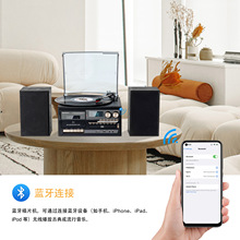 跨境便携式高端黑胶唱片机外置蓝牙音箱留声机复古客厅欧式电唱机