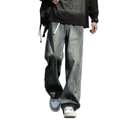 Straight jeans, men's autumn and winter thick loose machete pants, 2025 new American fashion brand men's casual pants