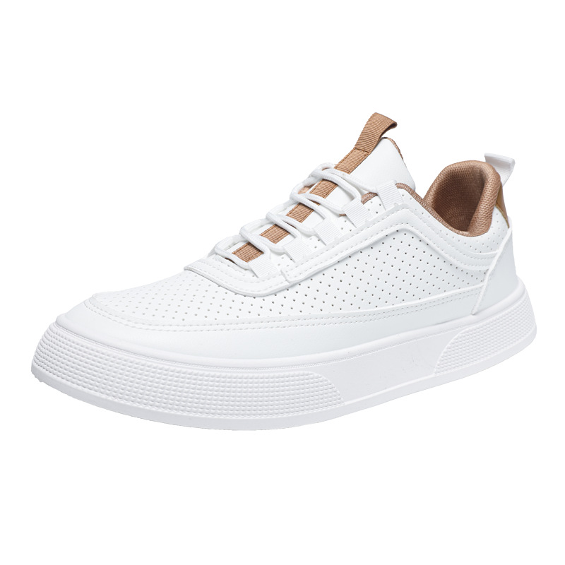Zapatos blancos de hombre de verano nuevos zapatos casuales de cuero de malla de tendencia transpirable zapatos de suela gruesa zapatos casuales de hombre