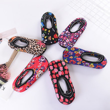 秋冬新款女士防滑地板袜 花色棉居家成人加绒保暖袜套船袜浅口袜