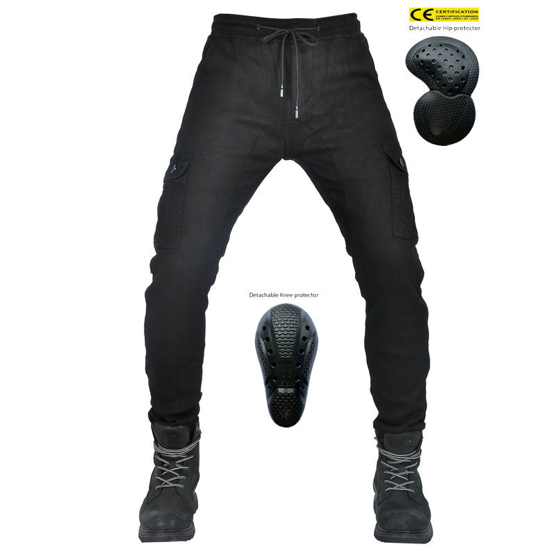 American retro overoles de los hombres de la motocicleta de invierno pantalones de montar casual motocicleta resistente a la gota de pierna ancha tobillo-atado pantalones forrados de lana