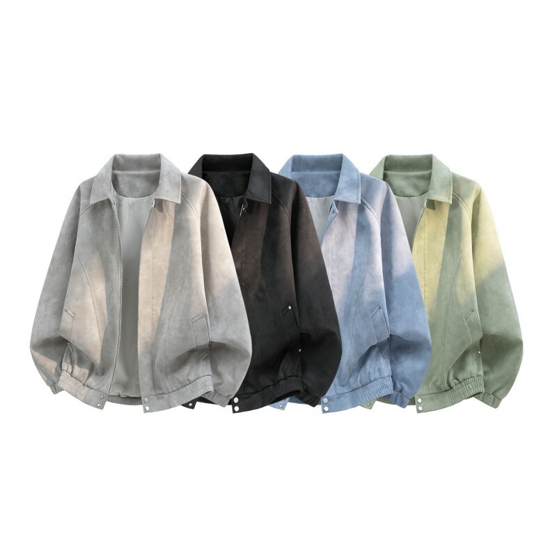 Spring New Men's Clothing, Autumn Basic Workwear Lapel Jacket, Loose Zipper Cardigan, Trendy Brand Jacket, Black Spring New Men's Clothing, Autumn Basic Workwear Lapel Jacket, Loose Zipper Cardigan, Trendy Brand Jacket, Black