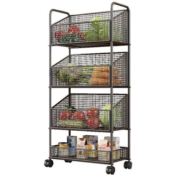 Vegetable Storage Rack Kitchen Fruit and Vegetable Storage Basket Bathroom Multi-layer Removable Shelf Living Room Snack Storage Rack