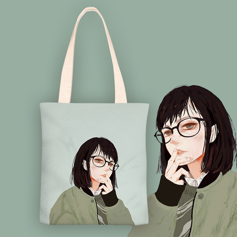 2020新款小清新绿色外套女孩大容量帆布袋单肩帆布包购物袋