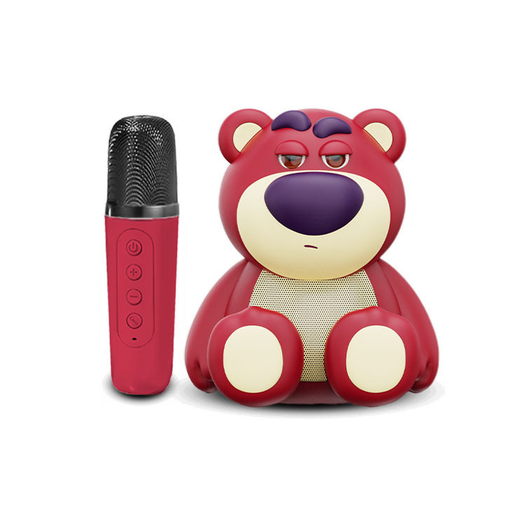 Strawberry Bear ワイヤレスカラオケ Bluetooth スピーカー統合ホーム KTV デュアルマイク合唱ホームマイクデスクトップ装飾品|undefined