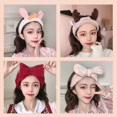 Korean version of Internet celebrity rabbit ears headband makeup face wash headband cute plush headband wide edge hairband hair accessories wholesale