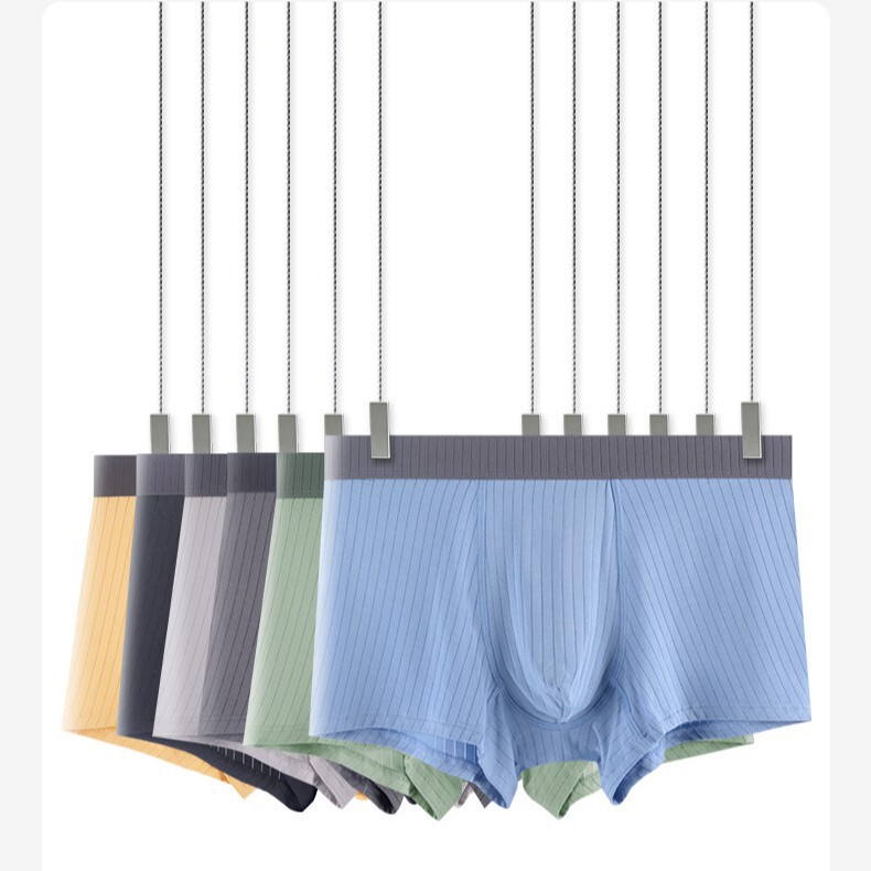 Promotion of New Modal Men's Underwear, Mid-Waist Antibacterial Ribbed Underwear, Men's Boxer Briefs, One-Piece Drop Shipping
