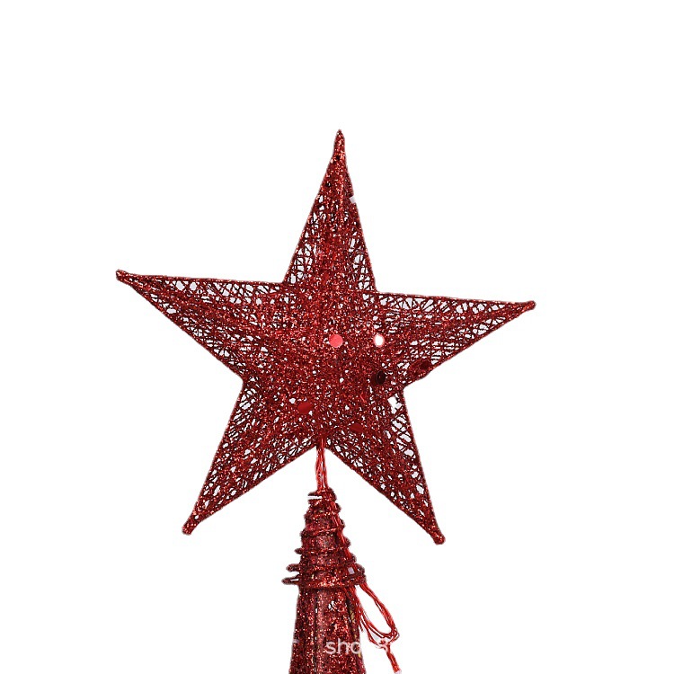 Diseño de escena de decoración navideña Torre de cuatro esquinas de hierro de Navidad Árbol luminoso superior estrella adornos de decoración de ventana