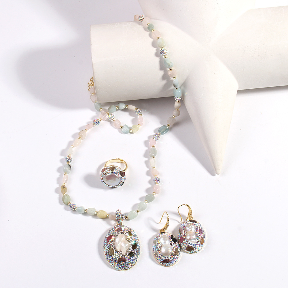 80g Weight Rhinestones Inlay Material Jewelry Set Classification Jewelry Set Quantity Holiday Occasion natural stone Material Geometric Pattern Women's Gender Inlay Design Vintage Style Style Vintage Style Geometric Natural Stone Rhinestones Jewelry Set In Bulk 13