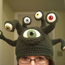 章鱼眼睛帽子亚马逊秋冬外贸创意万圣节个手工帽另类毛线多抓鱼