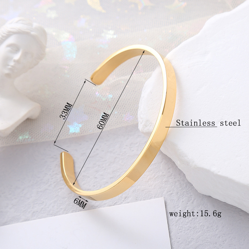 Stainless Steel Material Simple Style C Shape Stainless Steel Polishing Cuff Bracelets