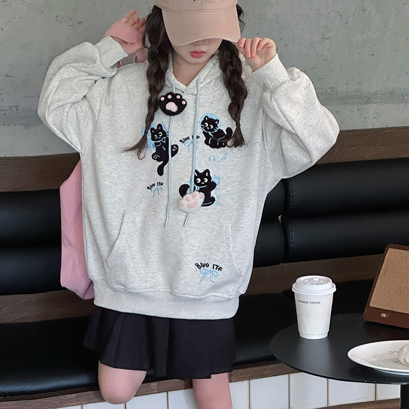 跨境女童秋装卫衣连帽卡通中长款宽松衣服2025秋季新儿童洋气上衣|undefined