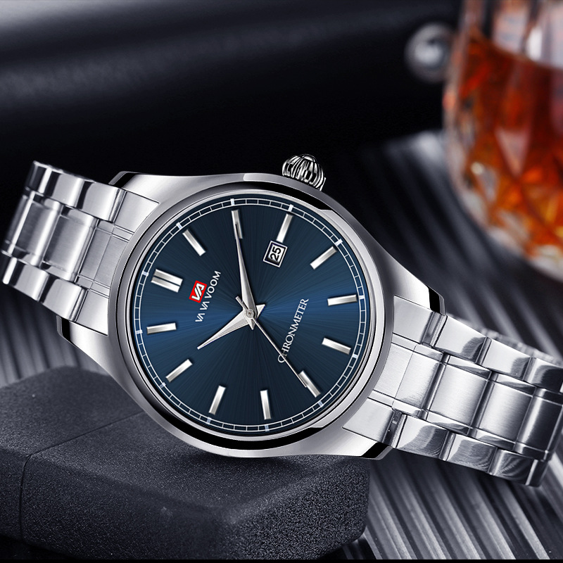 [Don't make money and make friends] men's waterproof student trendy simple quartz business casual steel belt calendar watch