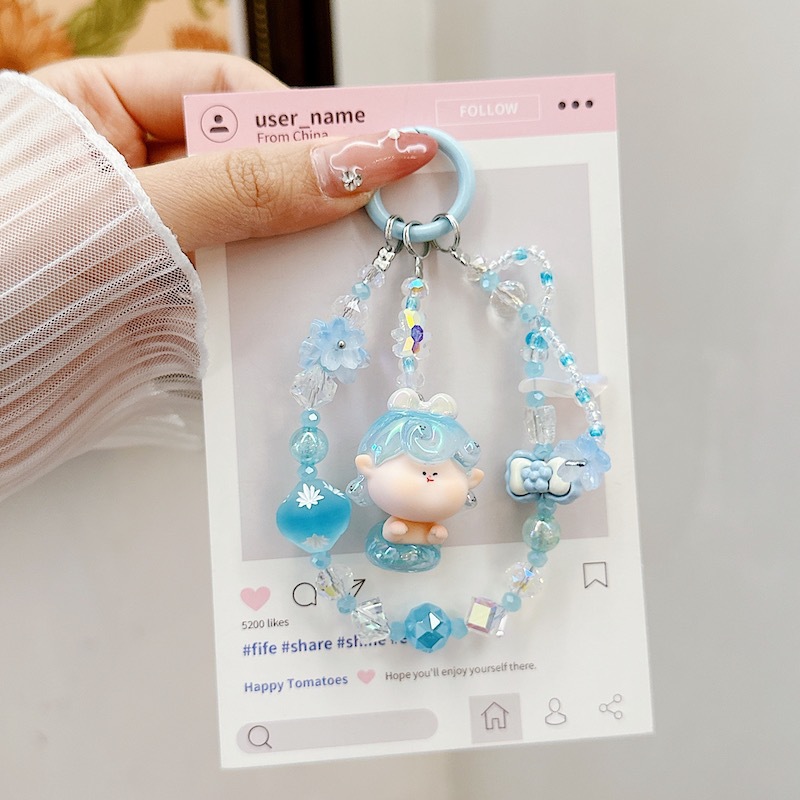 Genuine Lilith lindo grano pintura al óleo estrella nueva aleación cristal resina linda cadena de teléfono móvil bolso colgante de teléfono móvil