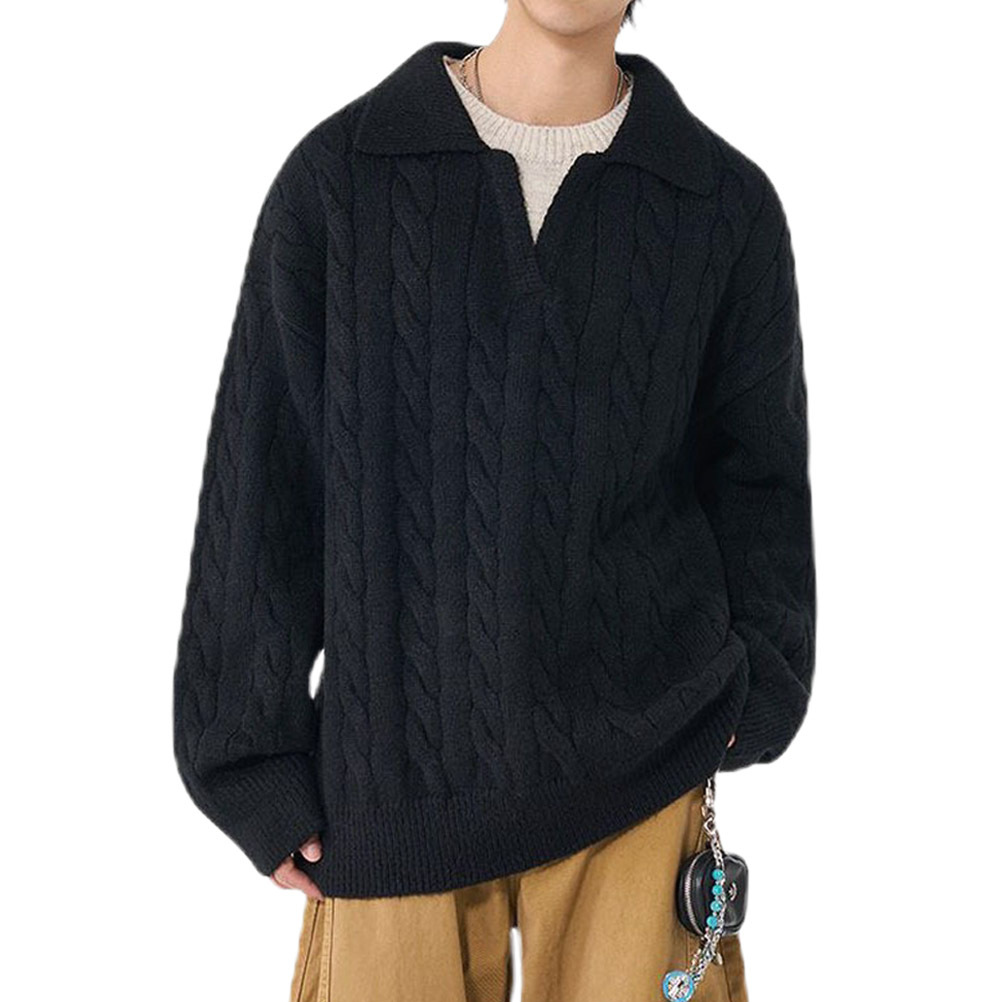 Explosiones transfronterizas de tamaño grande falso de dos piezas de polo camisa de punto de torsión suéter hombre viejo dinero fábrica de moda al por mayor