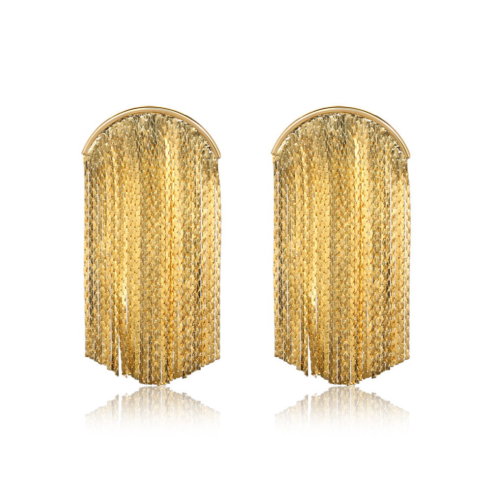 簡約法式銅鍍真金女耳飾小流蘇金屬耳環高級感素款時尚氣質女耳墜