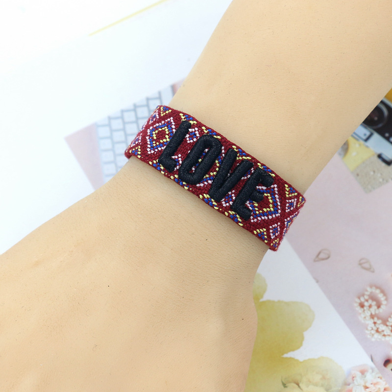 Bohemian Letter Polyester Emoroidery Unisex Bracelets 1 Piece