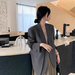 高级感灰色小西装外套女2025秋季设计感小众小个子休闲韩系黑西服