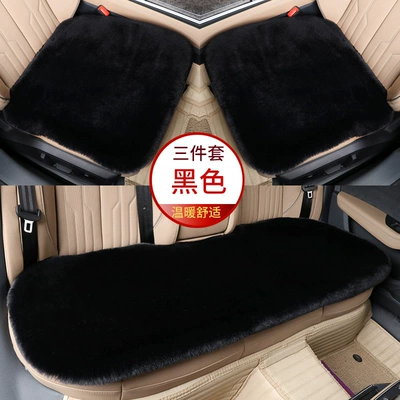 wool seat cushion winter rabbit – Seat cushion, seat cover - flat-weaveblack-three-piece-set