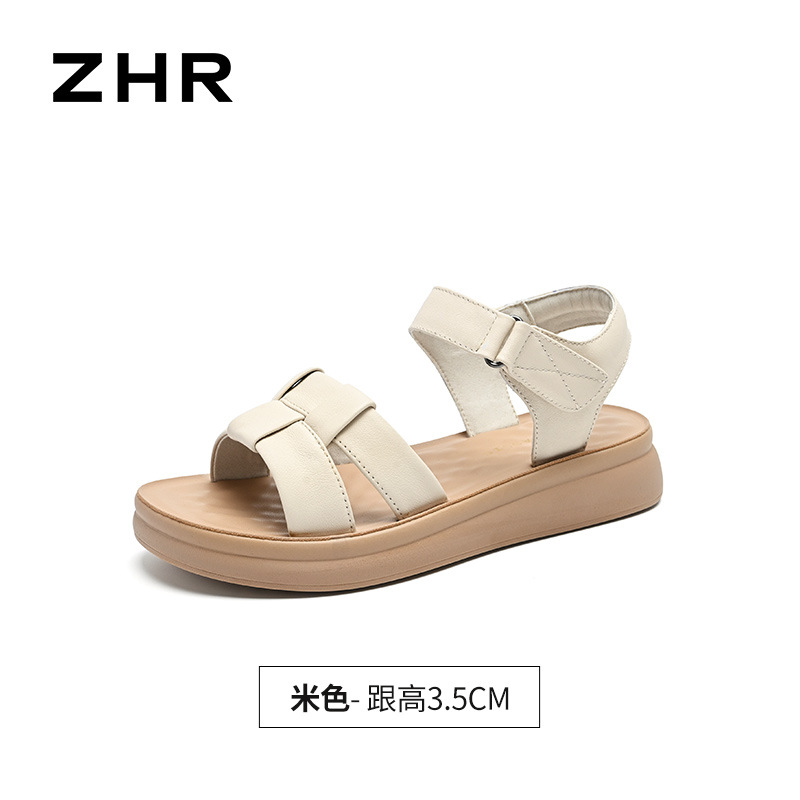 Sandal nữ đế dày mềm quai dệt kiểu xỏ ngón — EQ30 Màu be