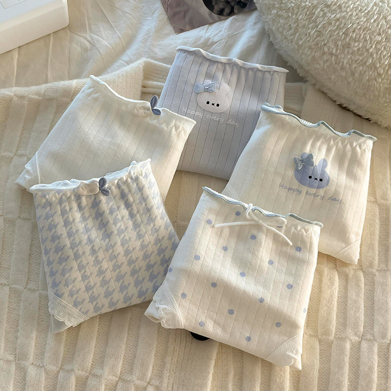 纯棉抑菌内裤女甜美日系中腰100%全棉抗菌透气爆款学生少女三角裤