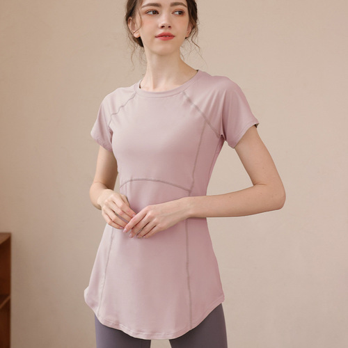 Women's Long Sleeve Yoga Pants Cover Hip Slimming Running Top High-end Sport Moisture-wicking Cover Shirt Fitness Clothes Spring and Summer New Arrival