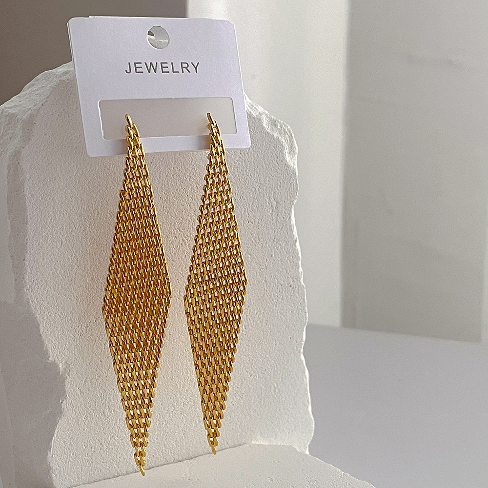 Exaggerated Rhombus Copper Plating Drop Earrings 1 Pair