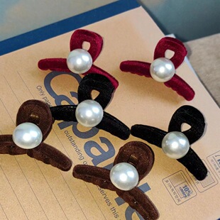 4.5cm small size flocked beads clip ~ black brown red clip female back of head broken bangs forehead cute headdress