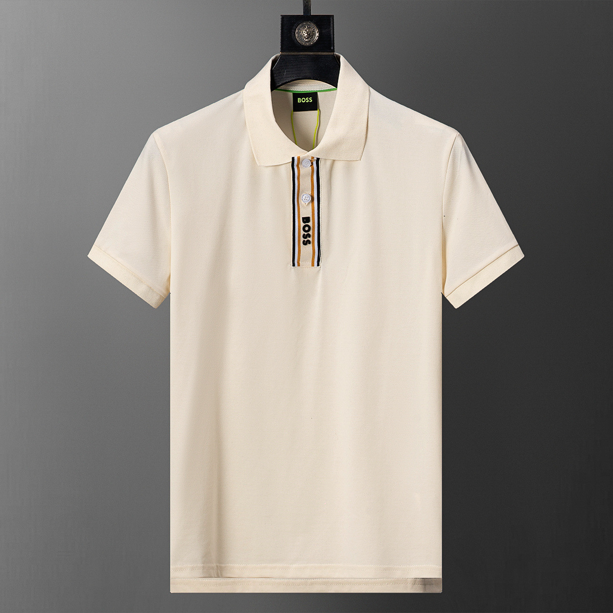 Cross-border versión correcta 26 nuevo polo para hombres color sólido negocios Jacquard casual con solapa de punto manga corta 1