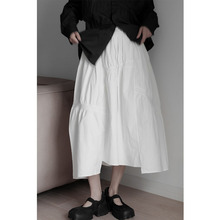 发华厂 春夏新山本暗黑风 不对称褶皱高腰显瘦廓形高腰a字半身裙