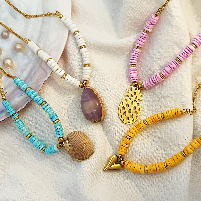 Bohemian shell choker ketting voor dames vintage stijl wit_voghion.com