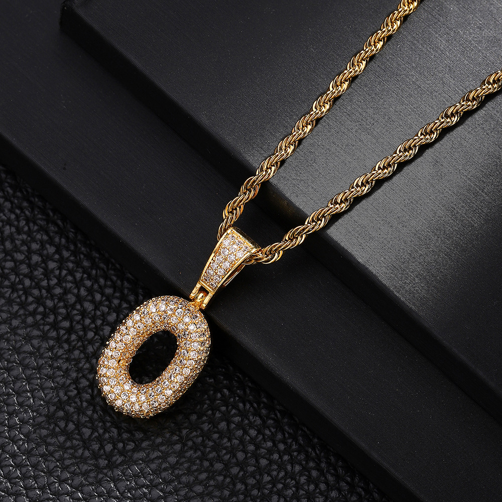 Nuevo cross-border 26 letras inglesas colgantes collares de bronce y piedra collares de moda simplista para hombres y mujeres