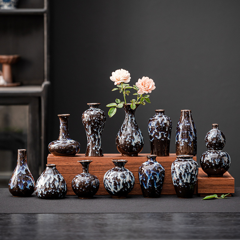 陶瓷花瓶插花轻奢高级感小摆件桌面客厅插花仿真鲜花装饰小花器具